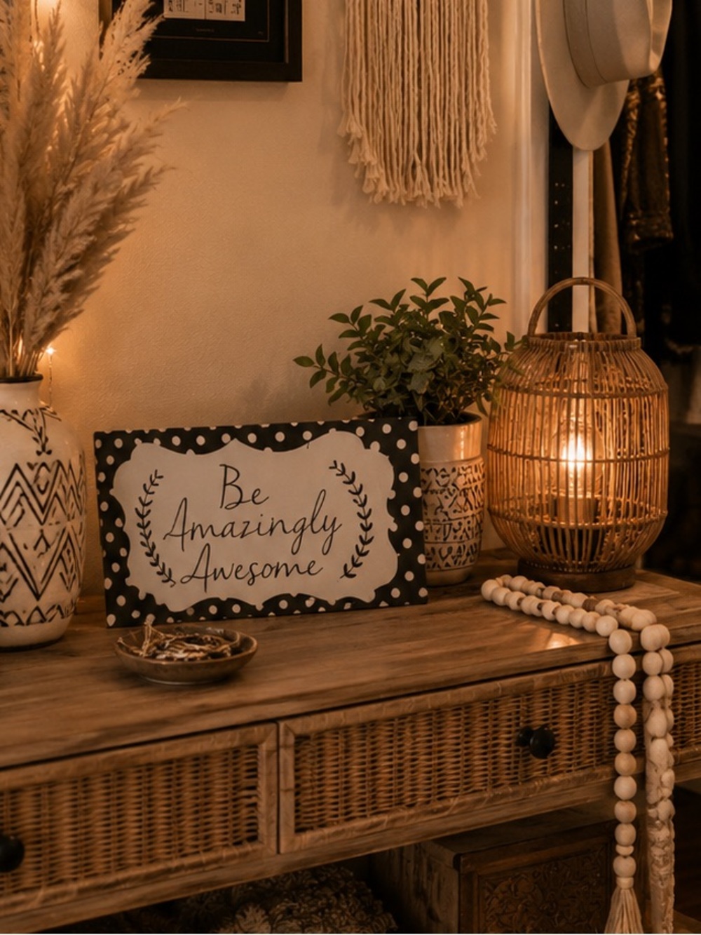 Be Amazingly Awesome Polka Dot Inspirational Wall Decor Sign Farmhouse Style